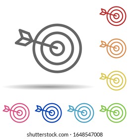Ziel und Schleife im mehrfarbigen Symbol. Einfache dünne Linie, Vektorillustration von Wissenschafts-Icons für i und ux, Website oder mobile Anwendungen