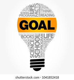 GOAL bulb word cloud collage, education concept background