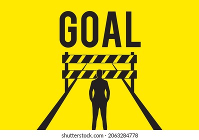 Goal business illustration with a businessman behind a handicap design vector