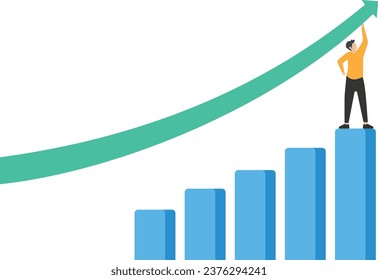 Goal business success strategy chart target or creative growth arrow achievement diagram and presentation finance marketing graph on development background with pointing financial profit stock market.