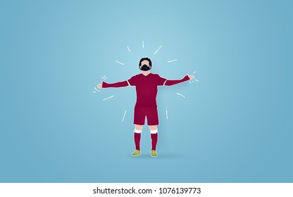 goal celebration football player. soccer paper cut design style.