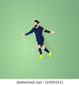 goal celebration of football player. soccer paper cut design style.