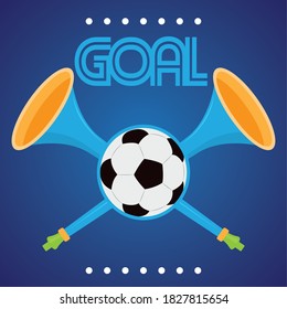 Goal celebration poster with a trumpet - Vector