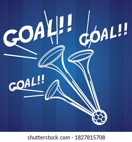 Goal celebration poster with a trumpet - Vector