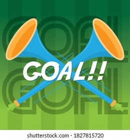 Goal celebration poster with a trumpet - Vector