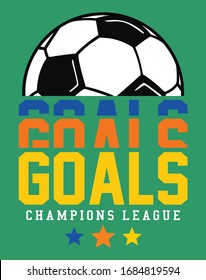 goal. champions league. boys sports vector graphic design