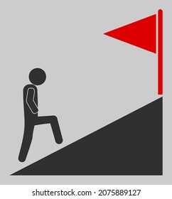 Icono de vector de escalada de objetivo. Icono plano aislado de escalada de gol sin nadie.
