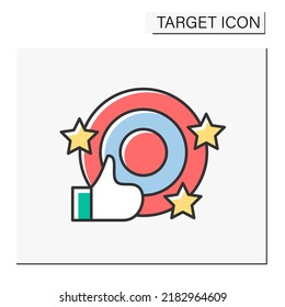 Goal color icon. Object with concentric circles for shooting practice or contests. Goals achieved. Target concept. Isolated vector illustration
