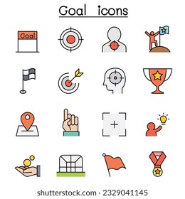 Goal color line icon set