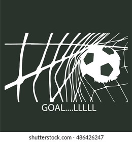 Goal!!! Comic style sport illustration with soccer ball. Football ball. Football fan emotions. Vector design element.