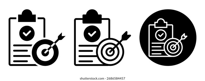 Glifo de Colección de ícono de finalización de objetivo y Ilustración vectorial mixta