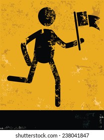Goal concept,human resource design on yellow background,grunge vector