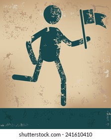 Goal concept,human resource design on old background,grunge vector