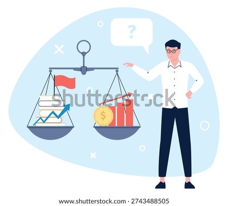 Goal cost compare. Strategy execution measurement concept