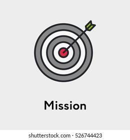 Goal Dartboard Arrow Minimalistic Color Flat Line Stroke Icon Pictogram Illustration