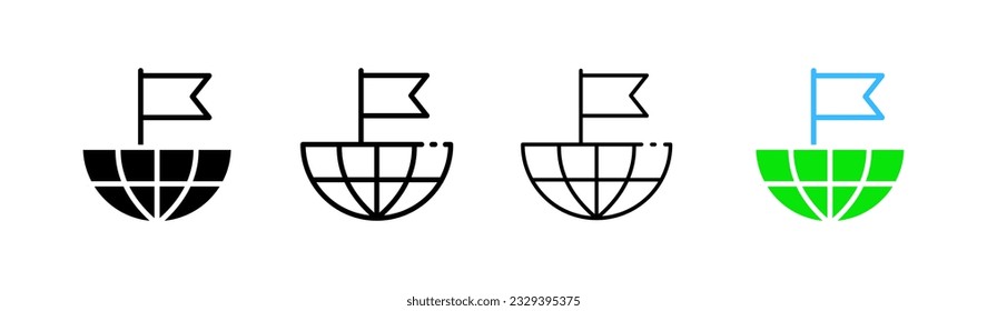 Ziel. Verschiedene Farbstile erreichen das Ziel. Vektorsymbole.