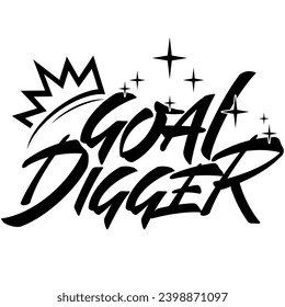 goal digger black vector graphic design and cut file