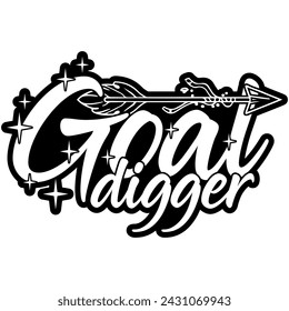 goal digger black vector graphic design and cut file