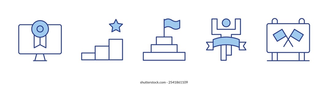 goal, finish line, champion, ranking, formula one. icon vector illustration. Line Duotone style. Editable stroke.
