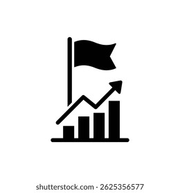 Goal Flag Inside Rising Chart Representing Business Target and Progress