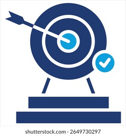 Goal Flat Blue Icon Vector Illustration