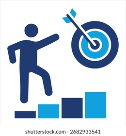 Ilustração do vetor do ícone azul plano da meta