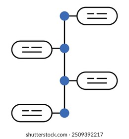 Diseño de icono de flujo de objetivo. Representa el establecimiento de objetivos, la planificación de procesos, la ejecución estratégica y la eficiencia. Icono de Vector con trazo editable.