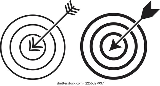 goal and focus icon simple trendy flat style line and solid Isolated vector illustration on white background. For apps, logo, websites, symbol , UI, UX, graphic and web design. EPS 10.