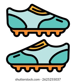 Ícone de botas de futebol do gol. Contorno objetivo botas de futebol ícone vetorial cor plano isolado