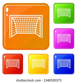 Goal football icons set collection vector 6 color isolated on white background
