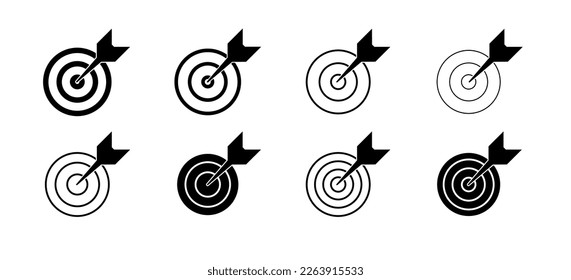 Goal.Set of goals. Target icon. Target, call, goal icon. Icon focus arrow.Target with arrow – set isolated on white background. Stock vector. Target shadow symbol