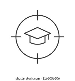 goal and graduated cap, education and e learning icon concept