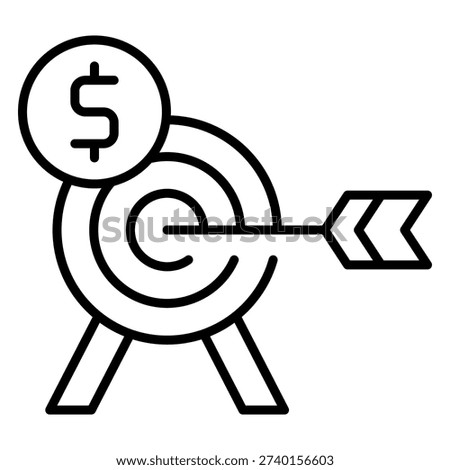 Goal hit line icon editable stroke with arrow hits target