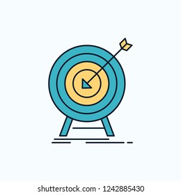 goal, hit, market, success, target Flat Icon. green and Yellow sign and symbols for website and Mobile appliation. vector illustration
