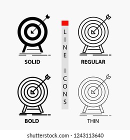 goal, hit, market, success, target Icon in Thin, Regular, Bold Line and Glyph Style. Vector illustration