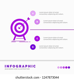 goal, hit, market, success, target Infographics Template for Website and Presentation. GLyph Purple icon infographic style vector illustration.