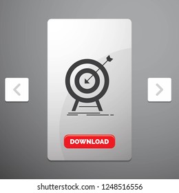 goal, hit, market, success, target Glyph Icon in Carousal Pagination Slider Design & Red Download Button