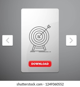 goal, hit, market, success, target Line Icon in Carousal Pagination Slider Design & Red Download Button