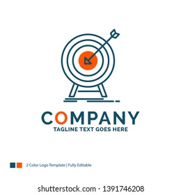 goal, hit, market, success, target Logo Design. Blue and Orange Brand Name Design. Place for Tagline. Business Logo template.