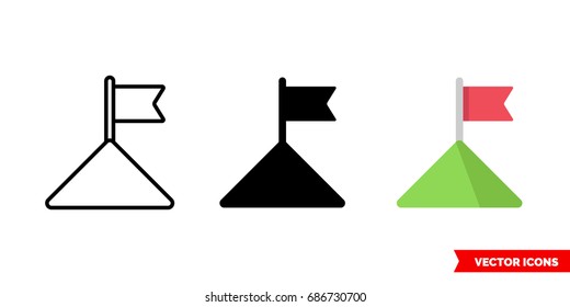 Goal icon of 3 types: color, black and white, outline. Isolated vector sign symbol.