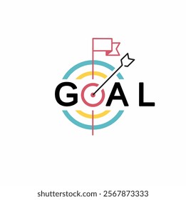 Goal icon. Achievement. arrow hitting in the target center of dartboard. dart target icon target icon.Modern flat style isolated on white background. Goal achieve or Business success. 