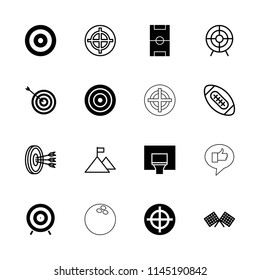 Goal icon. collection of 16 goal filled and outline icons such as target, football pitch, basketball basket, finish flag. editable goal icons for web and mobile.