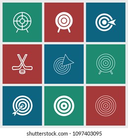 Goal icon. collection of 9 goal filled and outline icons such as target. editable goal icons for web and mobile.