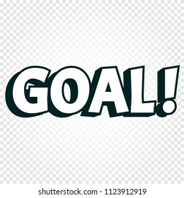 Goal icon comics cloud with halftone shadow, goal shout text in bubble, funnies stylized on transparency background. Soccer, football design element, logo template, isolated illustration.