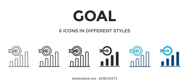 Icono De Objetivo En Diferente Estilo De Ilustración vectorial. Diseñado En Línea Delgada, Línea Regular, Línea Negrita, Glifo, Línea De Color Y Estilo De Glifo De Color Se Puede Utilizar Para El Web