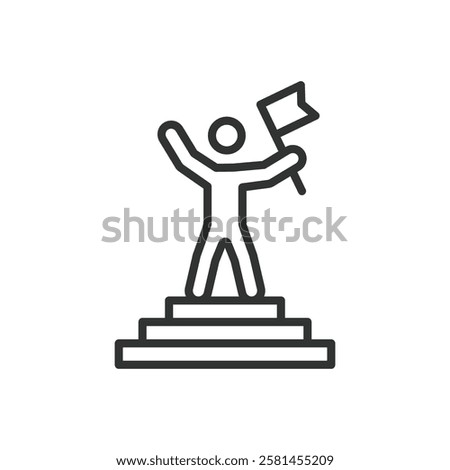 Goal, icon in line design. Goal, target, achievement, success, objective, aim, ambition on white background vector. Goal editable stroke icon