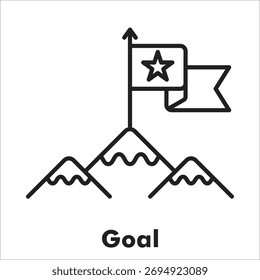 Ícone de Meta em Estilo de Linha. Ilustração de vetor para o conceito de destino, sucesso e realização.