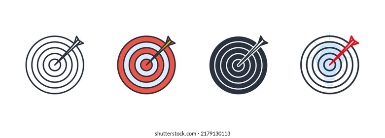 ilustración vectorial del logotipo del icono de objetivo. plantilla de símbolo de destino para colección de diseño gráfico y web