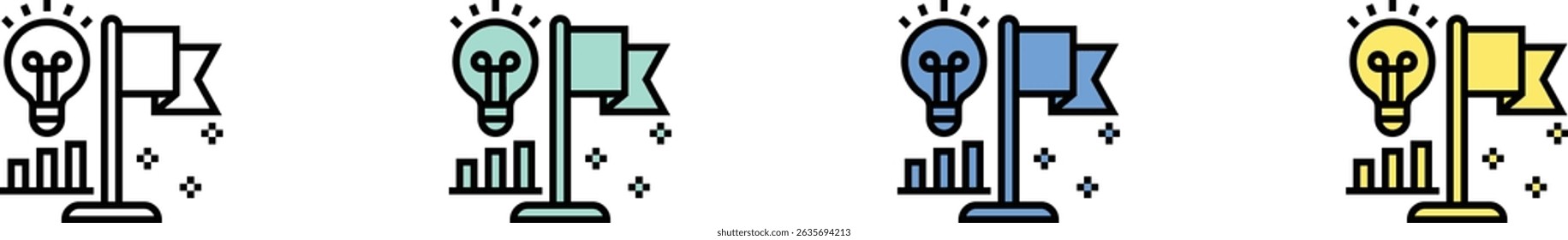 goal icon. Outline, Green, Blue and Yellow Style Design Isolated On White Background