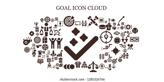  goal icon set. 93 filled goal icons. Simple modern icons about  - Success, Goal, Dart, Target, Table football, Darts, Round shot, Equality, Referee, Balls, Dart board, Market